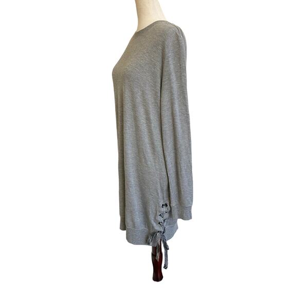 Cloth & Stone Gray‎ Sweatshirt Tunic Mini Dress Lace Up Side NWT M - Picture 2 of 13